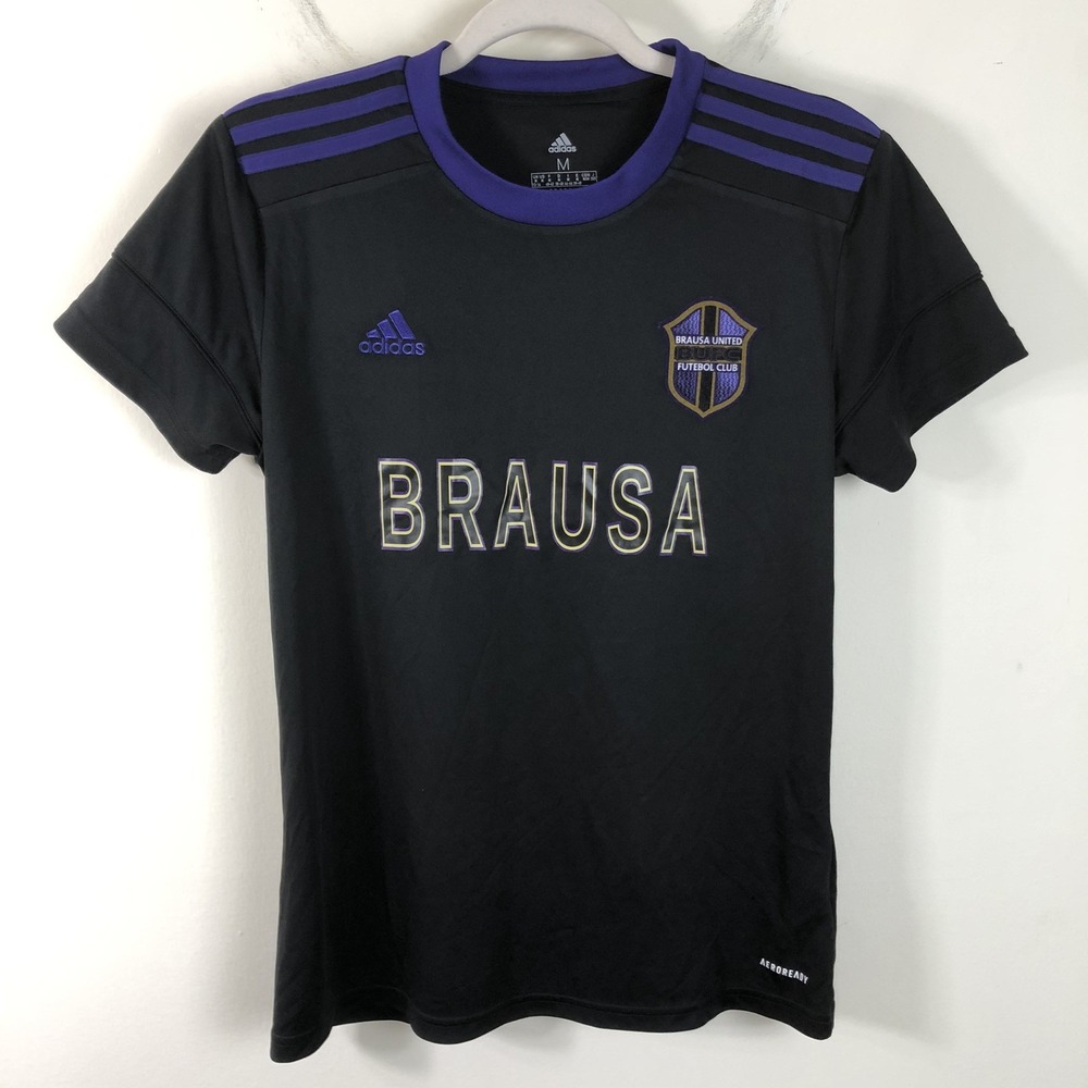 Adidas Aeroready Brausa United Soccer Jersey Women's Sz M Black Purple FIFA BUFC